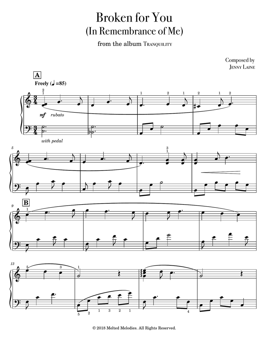 Broken for You (In Remembrance of Me) Piano Solo scores gallery preview page 2
