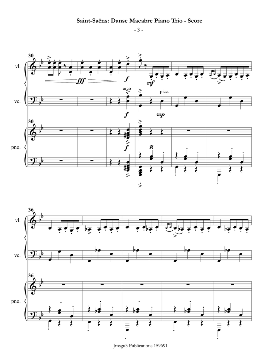 Saint-Saëns: Danse Macabre for Piano Trio Piano Trio scores gallery preview page 3