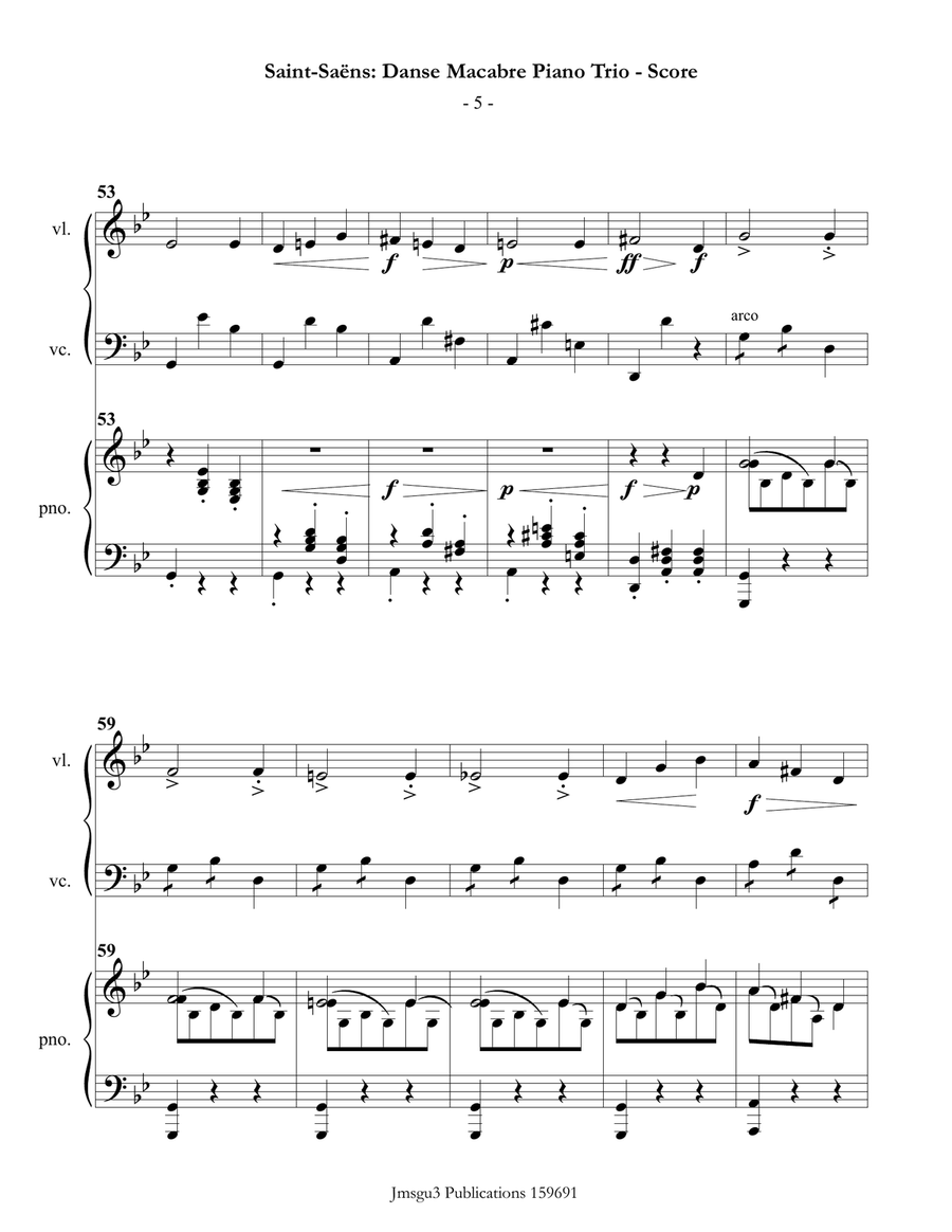 Saint-Saëns: Danse Macabre for Piano Trio Piano Trio scores gallery preview page 5