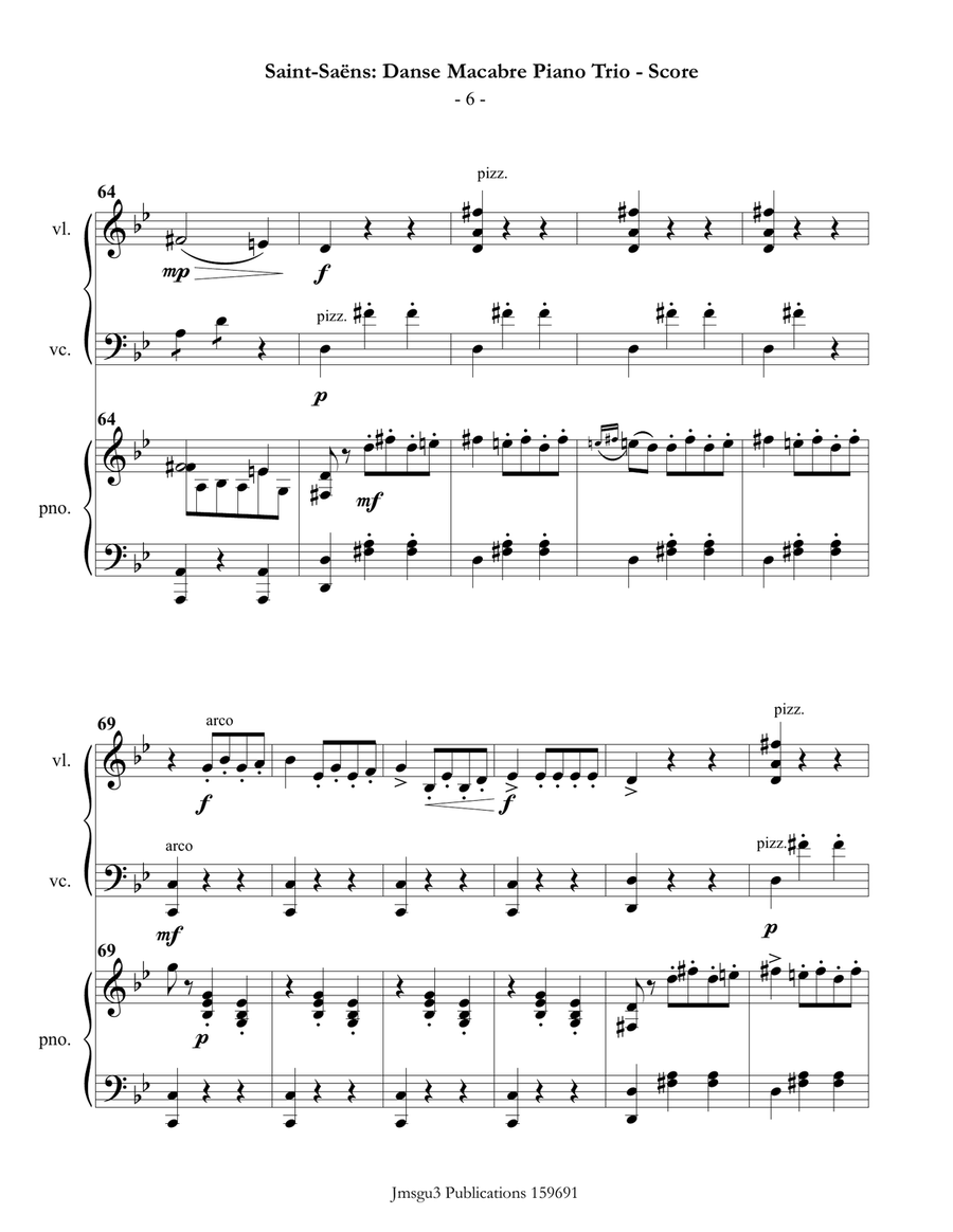 Saint-Saëns: Danse Macabre for Piano Trio Piano Trio scores gallery preview page 6