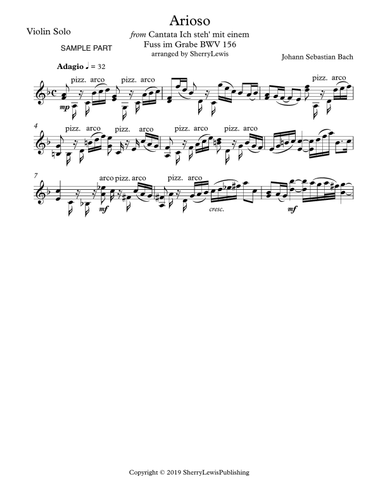 ARIOSO, Bach, Violin Solo, Intermediate Level