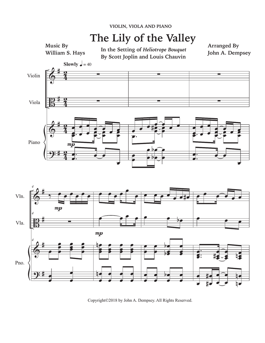 The Lily of the Valley (Trio for Violin, Viola and Piano) Small Ensemble scores gallery preview page 5