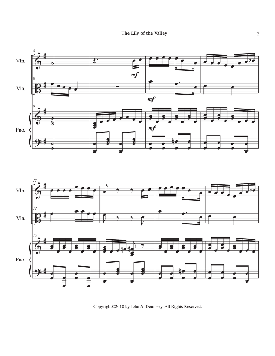 The Lily of the Valley (Trio for Violin, Viola and Piano) Small Ensemble scores gallery preview page 6
