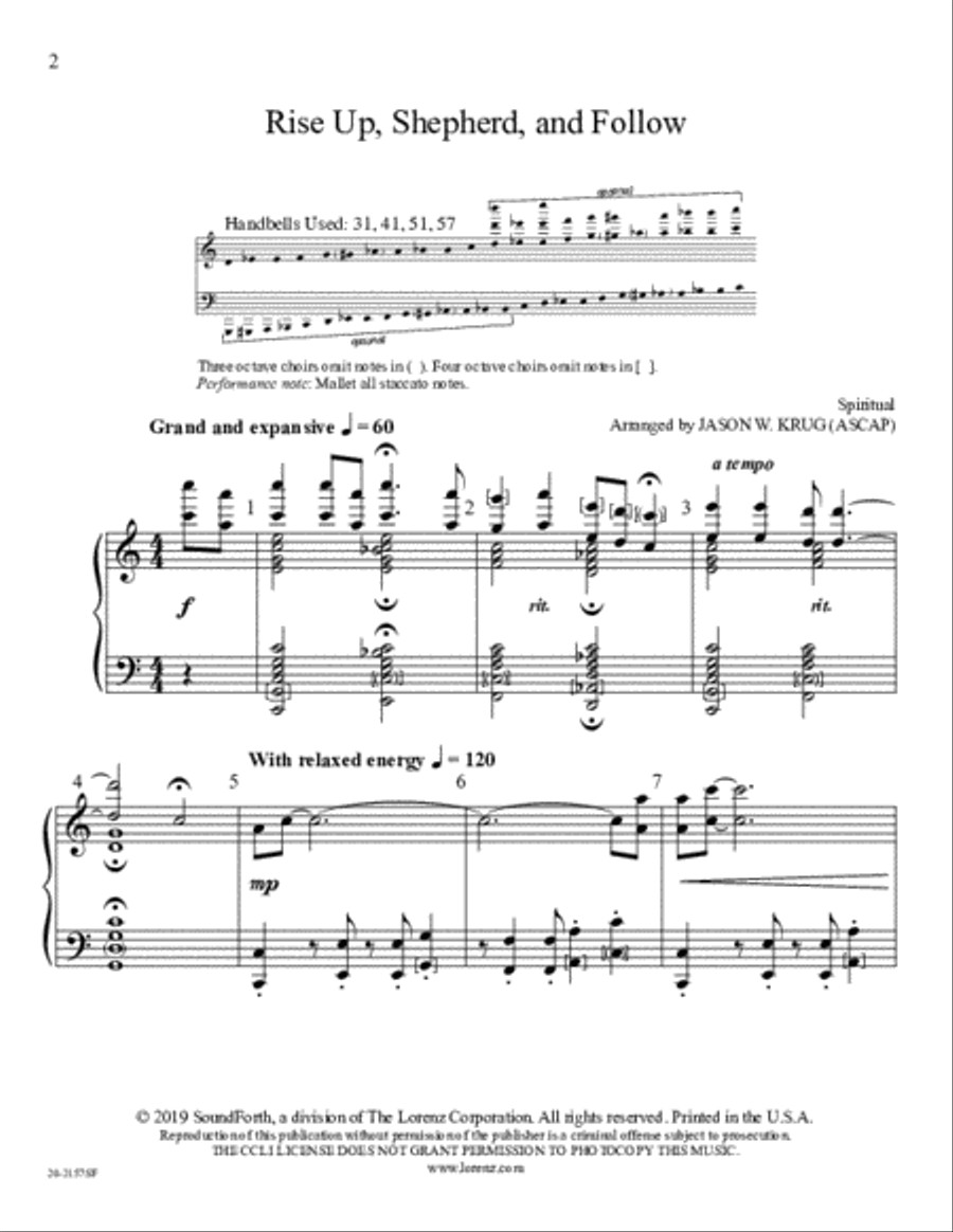 Rise Up, Shepherd, and Follow 5-Octaves scores gallery preview page 2