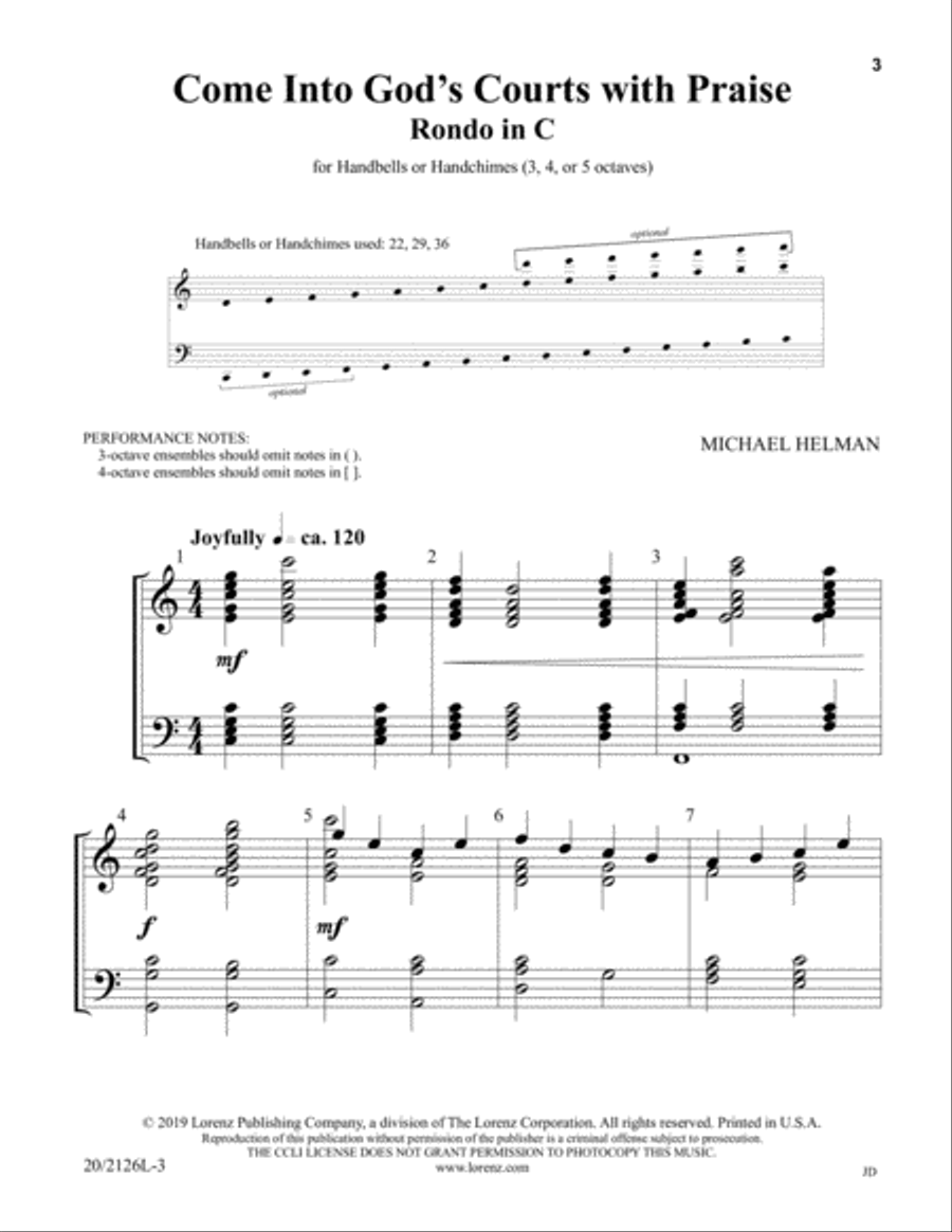 Come Into God's Courts with Praise 5-Octaves scores gallery preview page 2