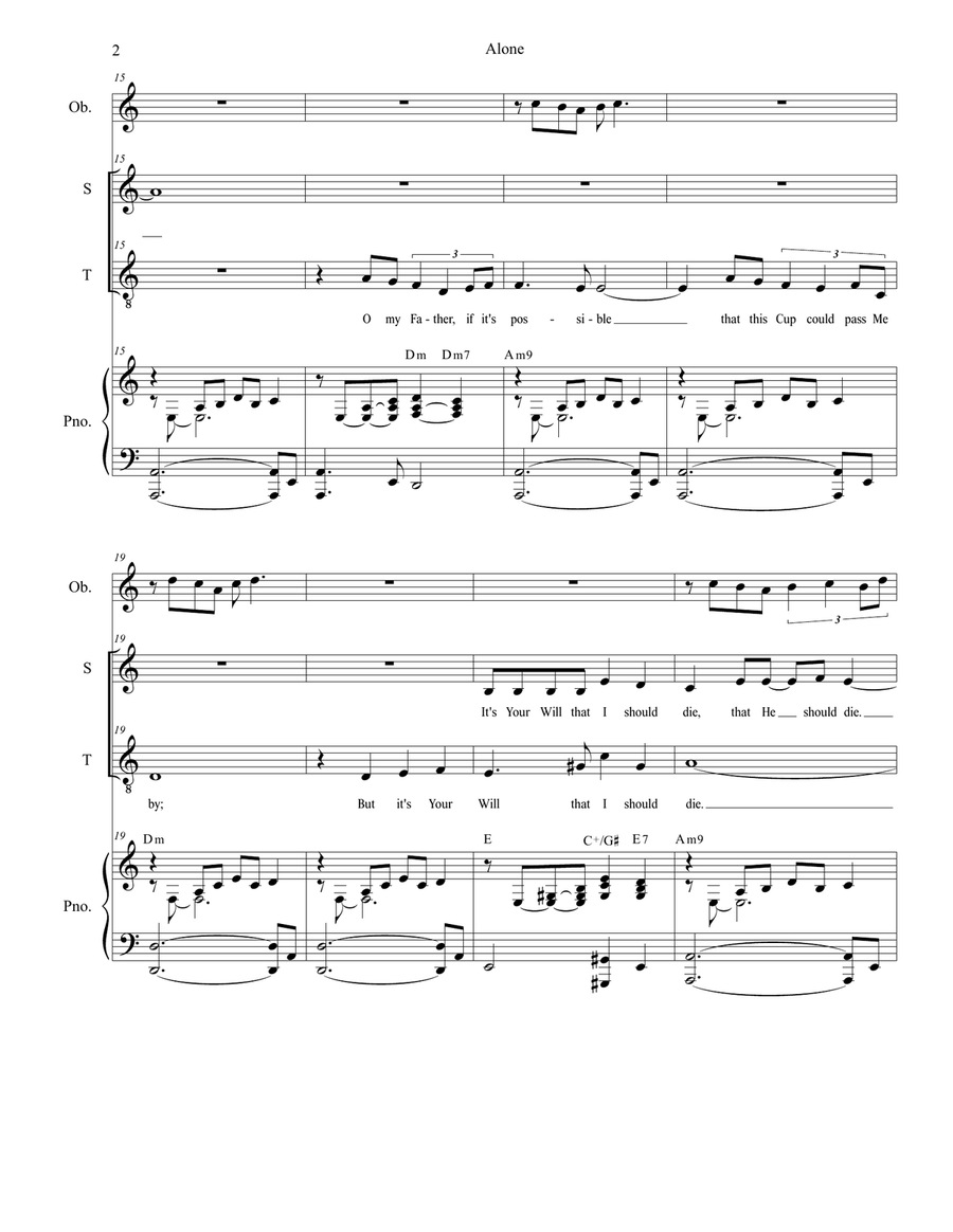 Alone (Duet for Soprano and Tenor solo) Tenor Voice scores gallery preview page 2