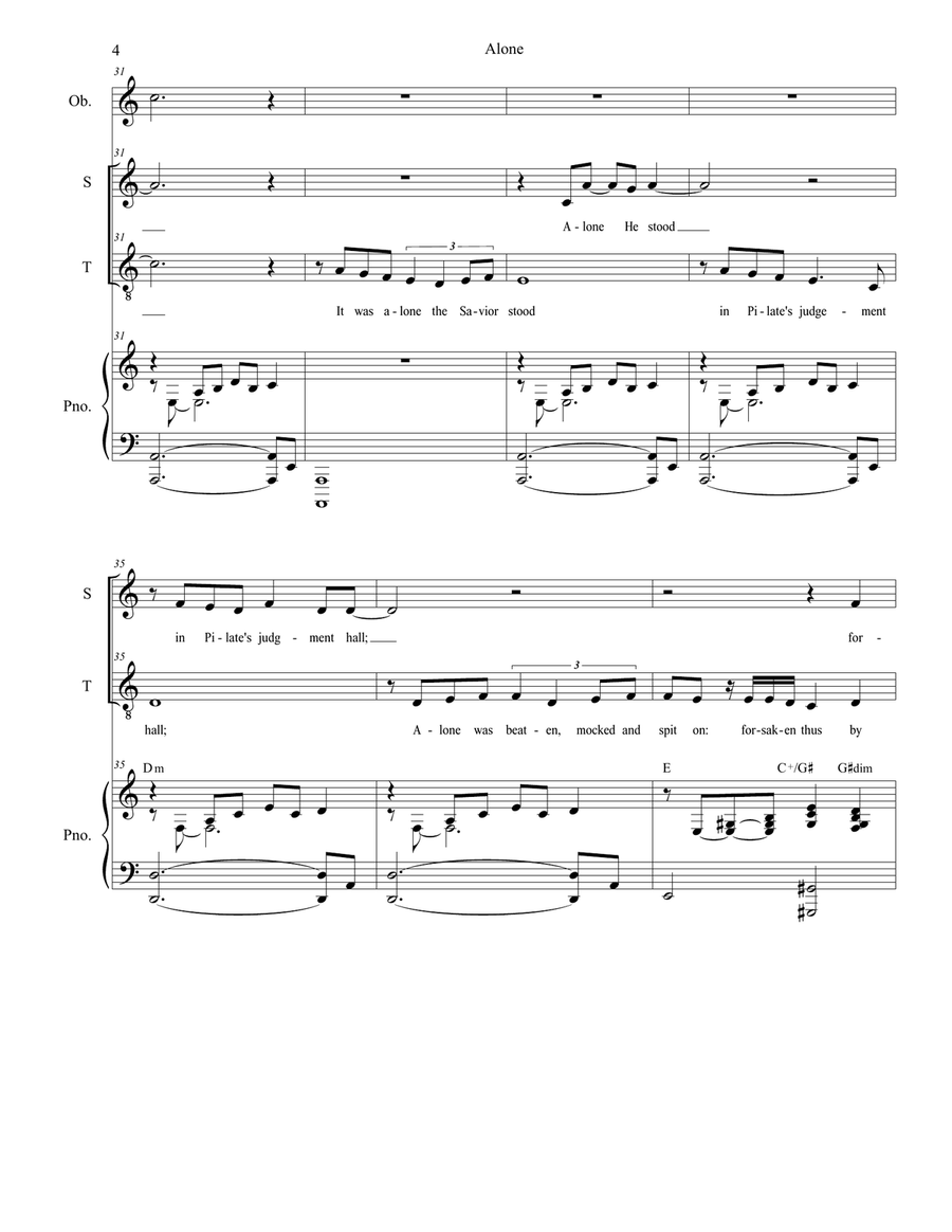 Alone (Duet for Soprano and Tenor solo) Tenor Voice scores gallery preview page 4