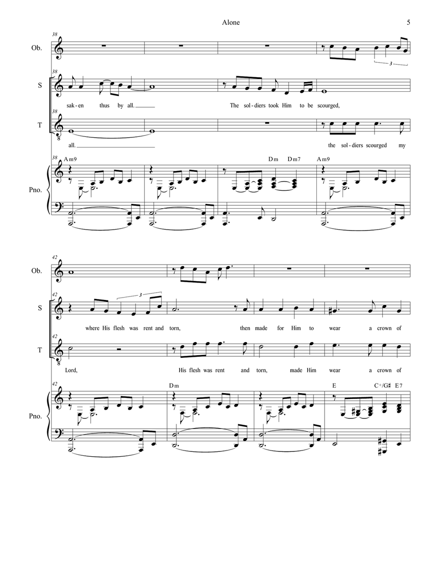 Alone (Duet for Soprano and Tenor solo) Tenor Voice scores gallery preview page 5