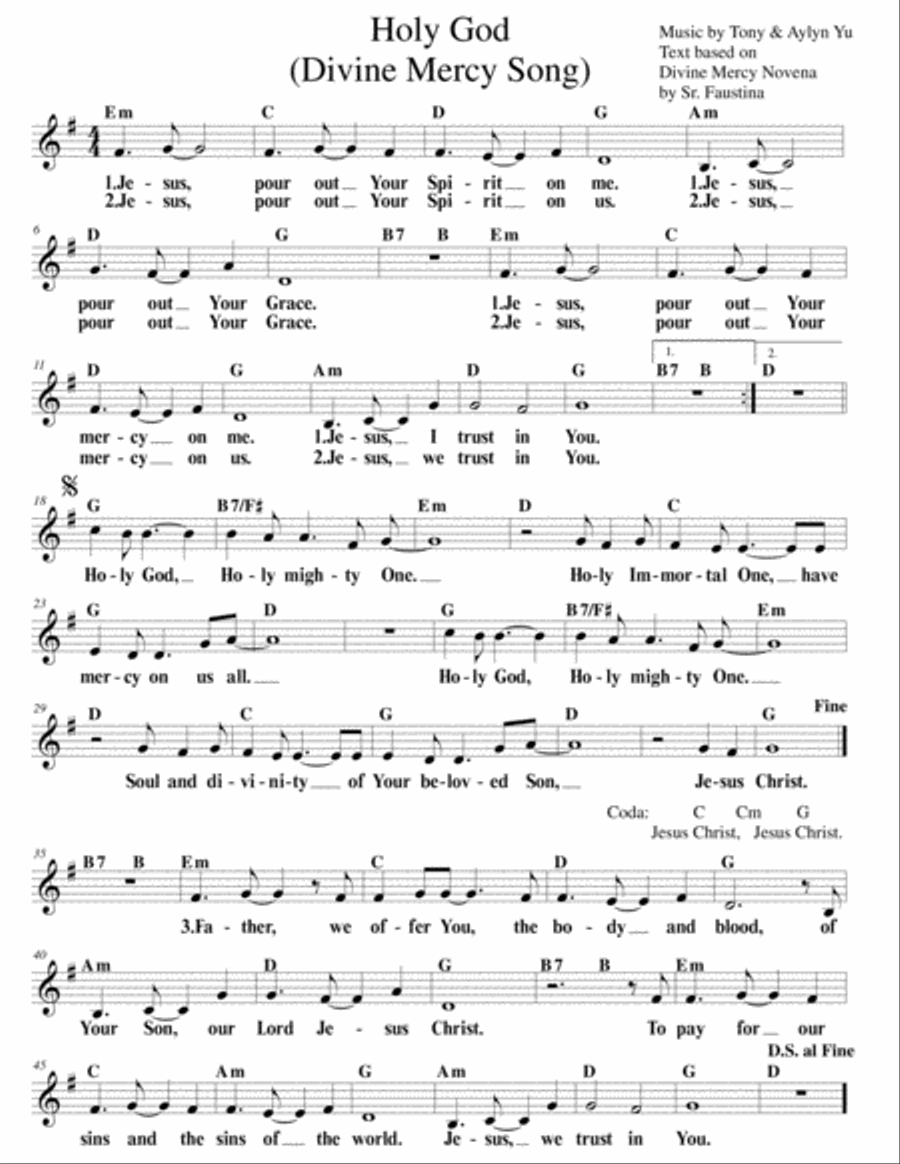 Divine Mercy Song - Holy God Choir scores gallery preview page 1