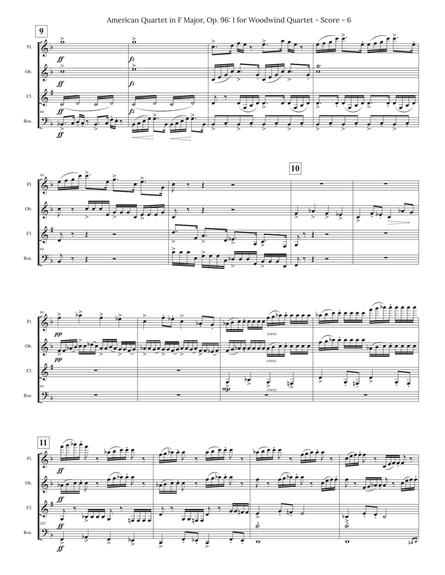 Dvorak American Quartet No. 12 for Double Reed Quartet Woodwind Quartet scores gallery preview page 6