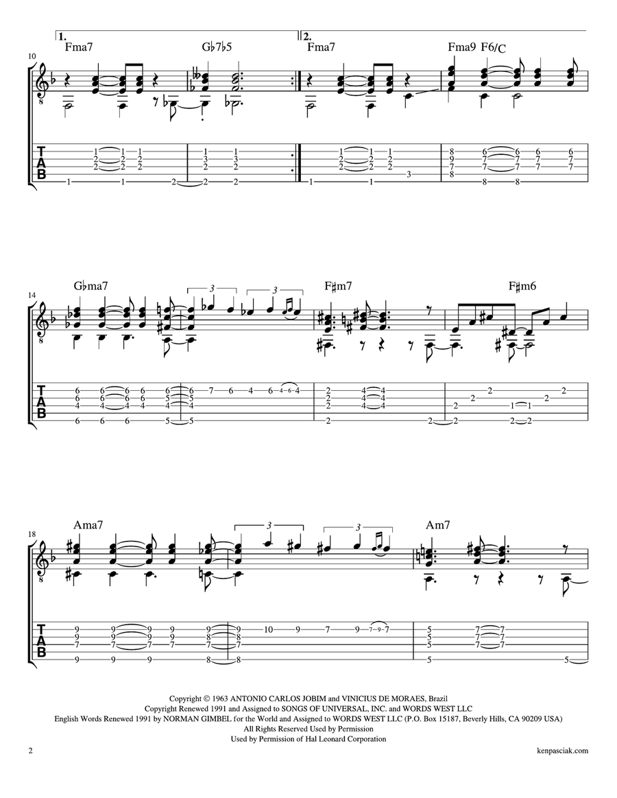 The Girl From Ipanema (Garota De Ipanema) Acoustic Guitar scores gallery preview page 2