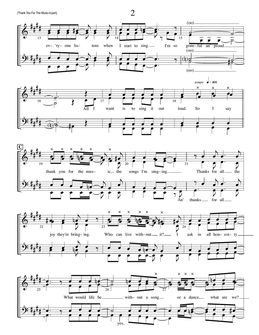 Thank You For The Music SSAA scores gallery preview page 2