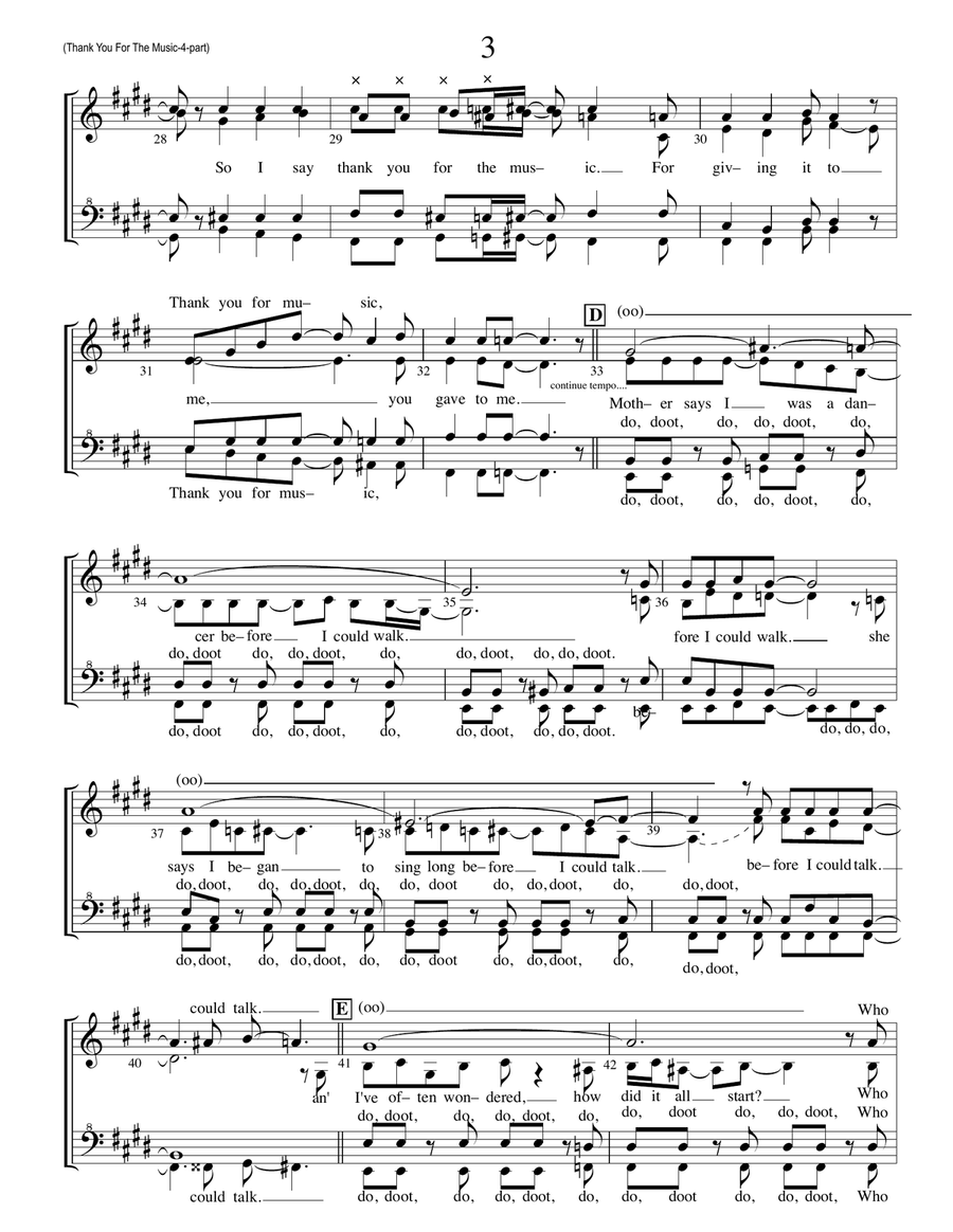 Thank You For The Music SSAA scores gallery preview page 3