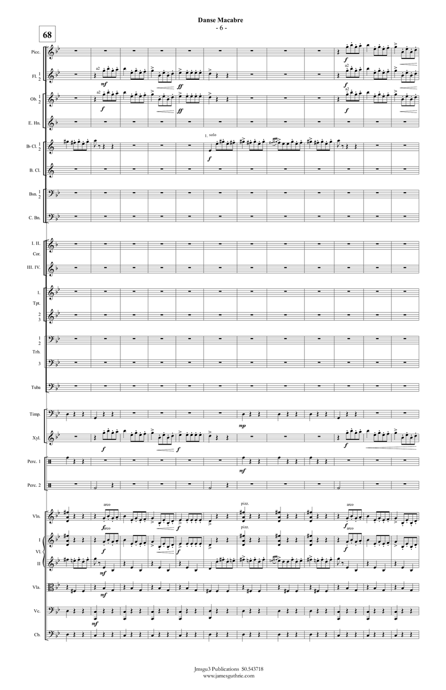 Saint-Saëns: Danse Macabre for Orchestra Full Orchestra scores gallery preview page 6