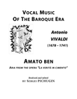 VIVALDI Antonio: Amato ben, aria from the opera "La verità in cimento", arranged for Voice and Pian mini preview