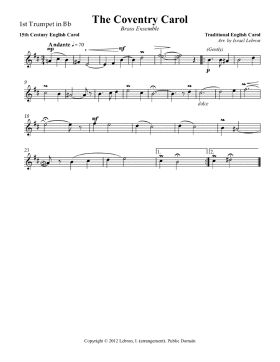 Coventry Carol Trombone scores gallery preview page 4