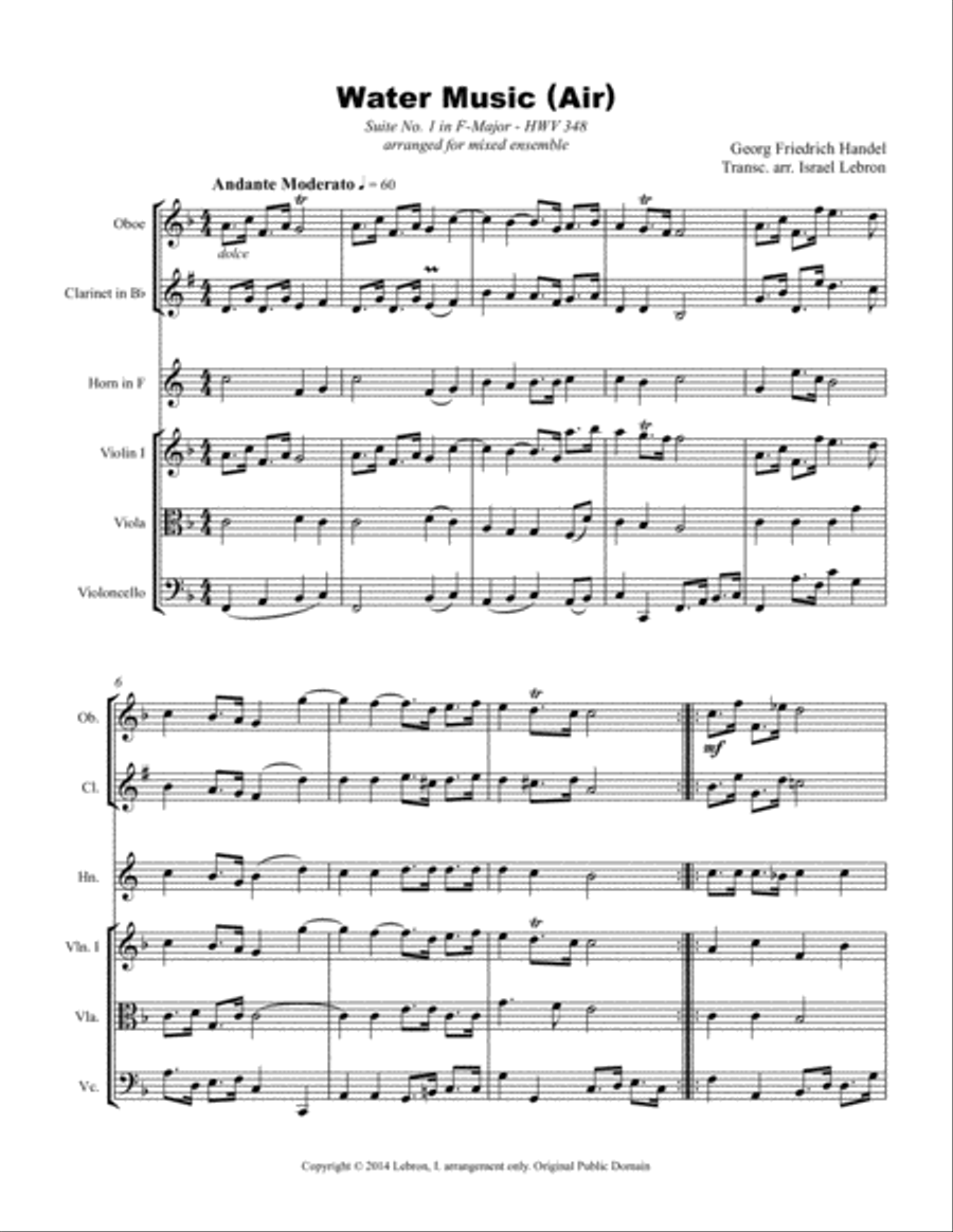 Water Music (Air) by G.F. Handel Jazz Ensemble scores gallery preview page 2