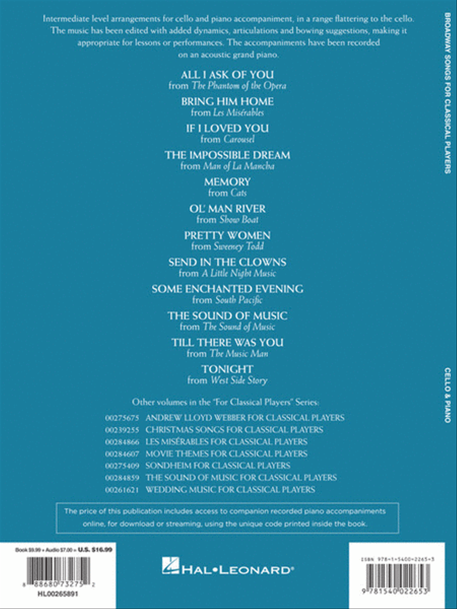 Broadway Songs for Classical Players – Cello and Piano Piano Accompaniment scores gallery preview page 6
