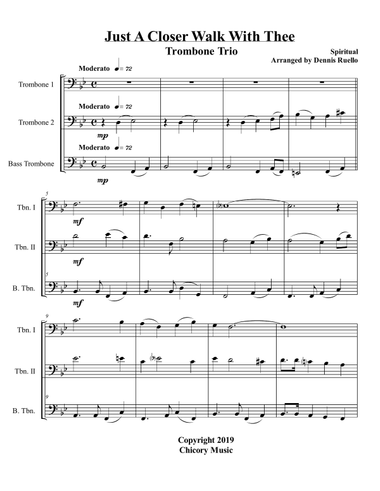Just A Closer Walk With Thee - Trombone Trio - Jazz Funeral Style