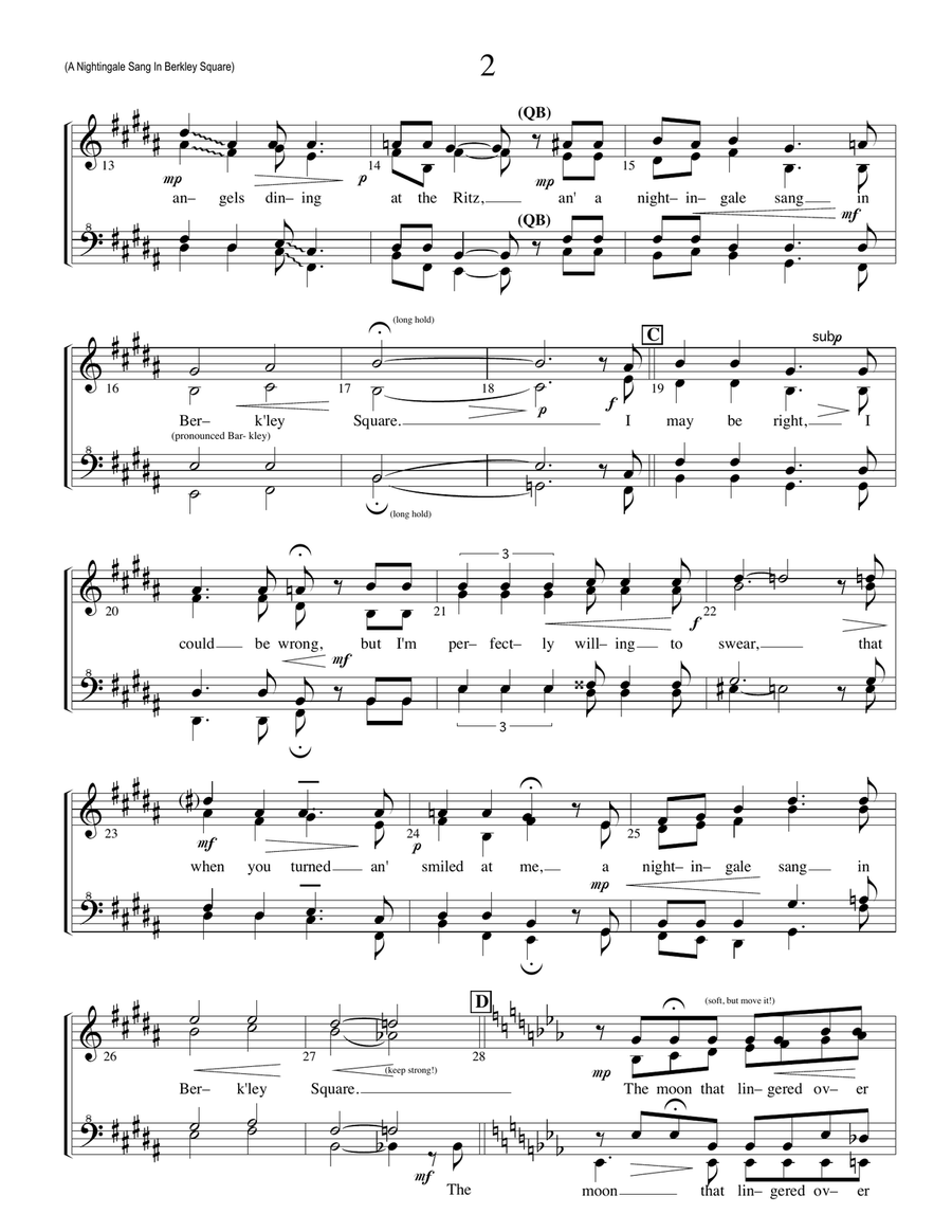 A Nightingale Sang In Berkeley Square SSAA scores gallery preview page 2