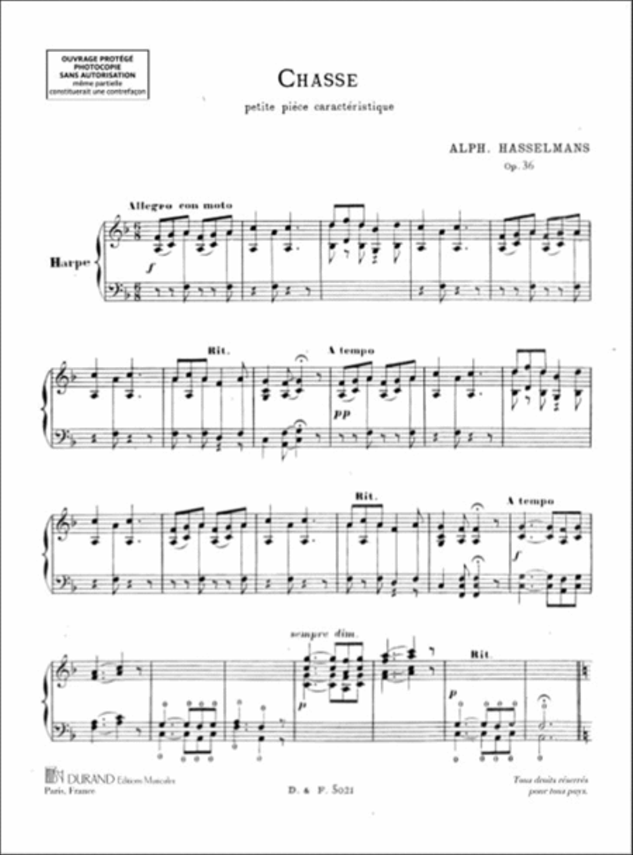 Chasse Petite Piece Caracteristique Opus 36 Harp scores gallery preview page 2