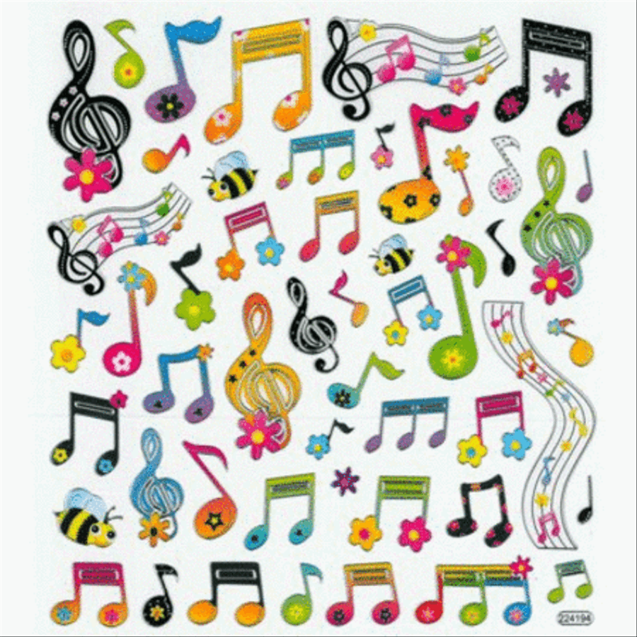 Floral Notes and Clefs Stickers School and Community scores gallery preview page 1