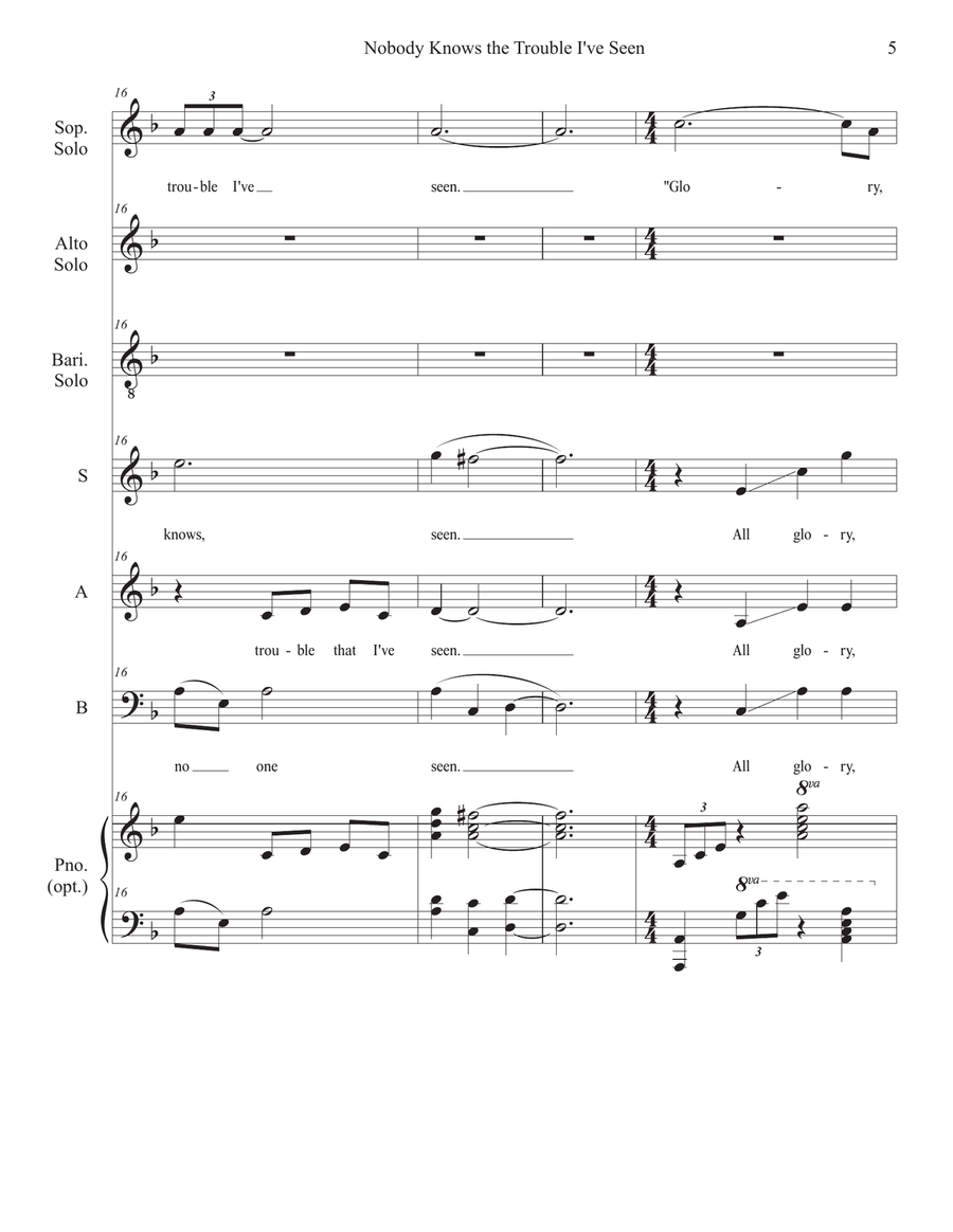 Nobody Knows the Trouble I've Seen (Easter edition) 3-Part scores gallery preview page 5