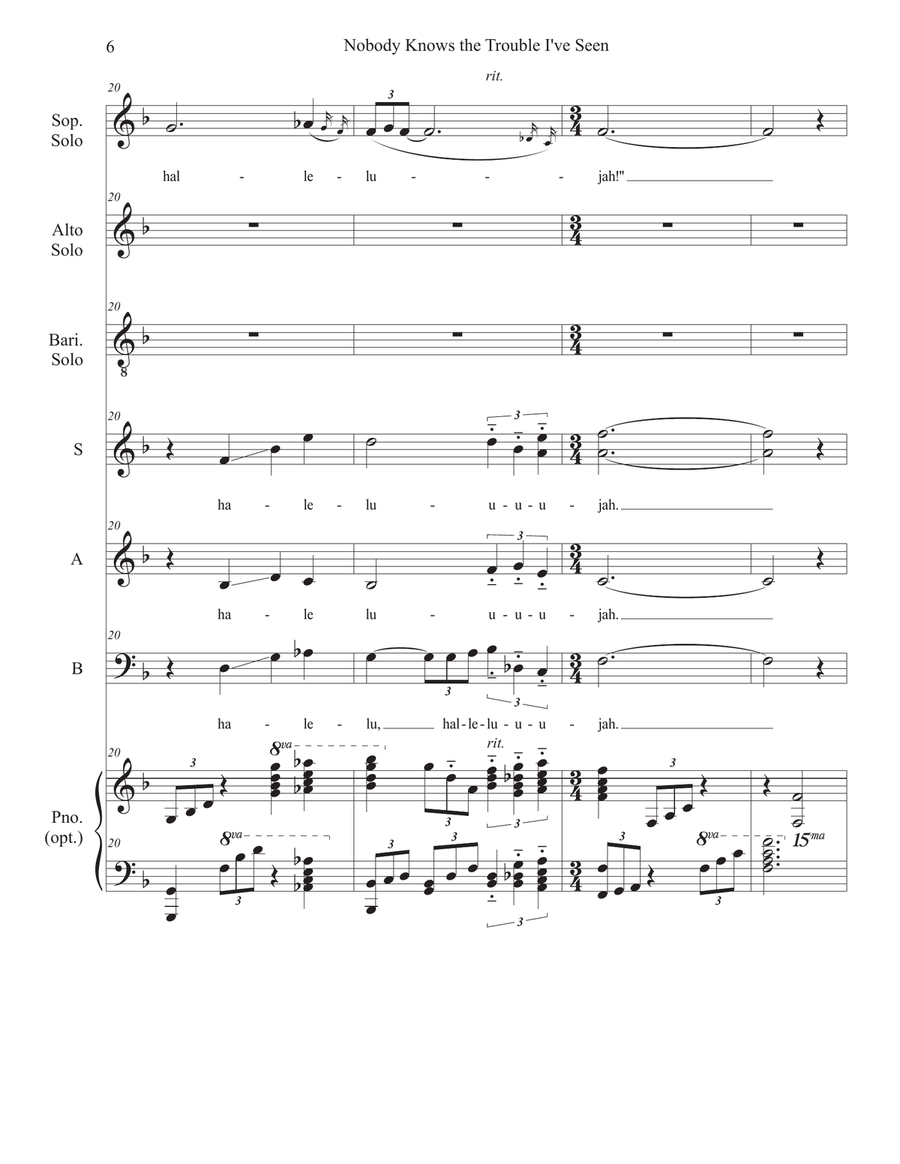 Nobody Knows the Trouble I've Seen (Easter edition) 3-Part scores gallery preview page 6