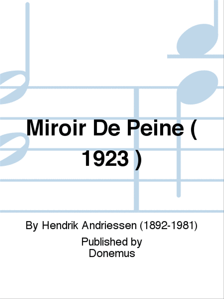 Miroir De Peine ( 1923 ) Voice scores gallery preview page 1