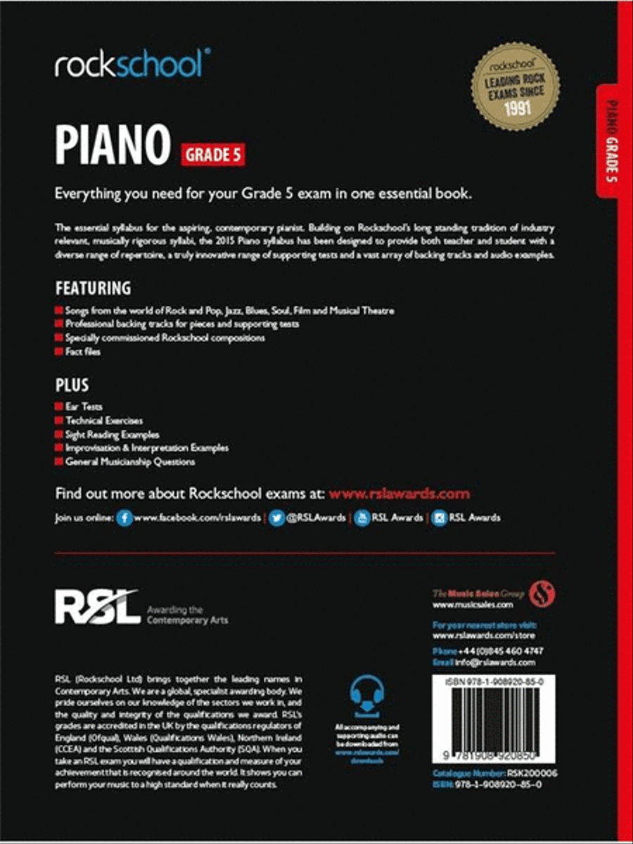Rockschool Piano - Grade 5 (2015) Piano Solo scores gallery preview page 2
