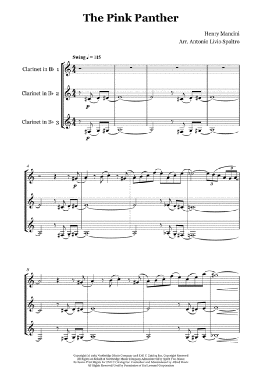 The Pink Panther from THE PINK PANTHER Woodwind Ensemble scores gallery preview page 2