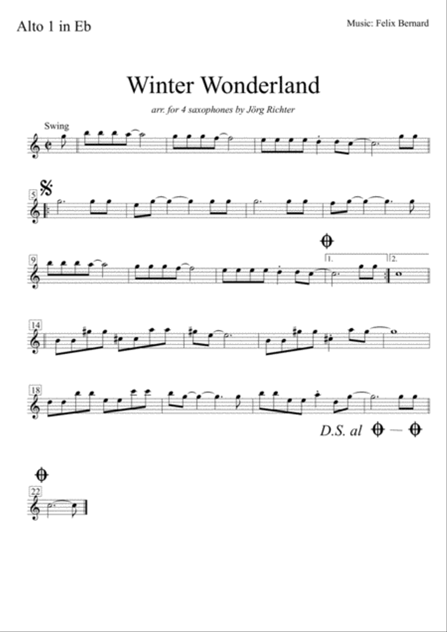 Winter Wonderland Saxophone Quartet scores gallery preview page 4