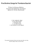Five Brahms Songs for Trombone Quartet
