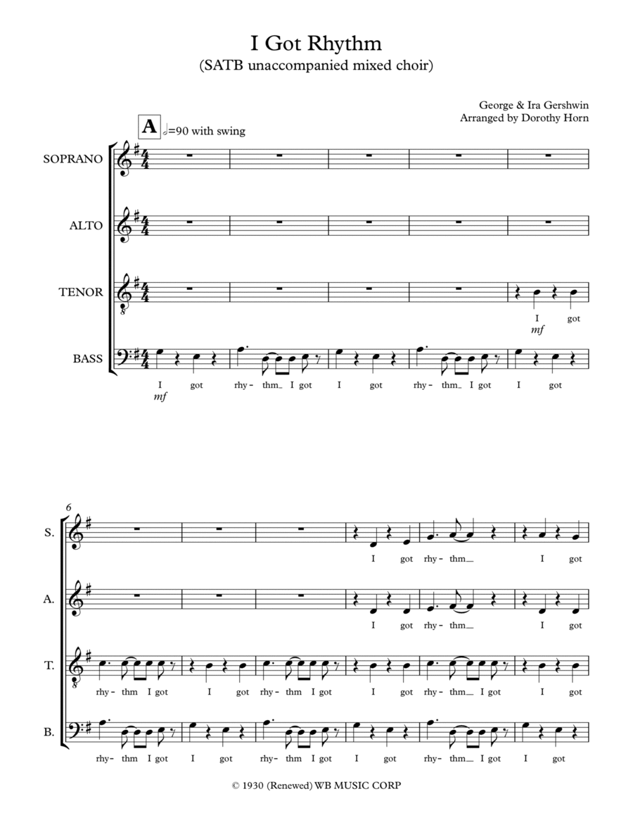 I Got Rhythm 4-Part scores gallery preview page 1