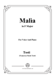Tosti-Malìa in F Major,for Voice and Piano