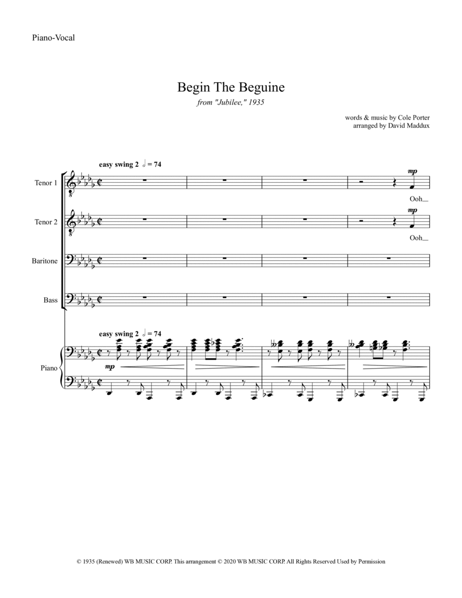 Begin The Beguine TTBB scores gallery preview page 1