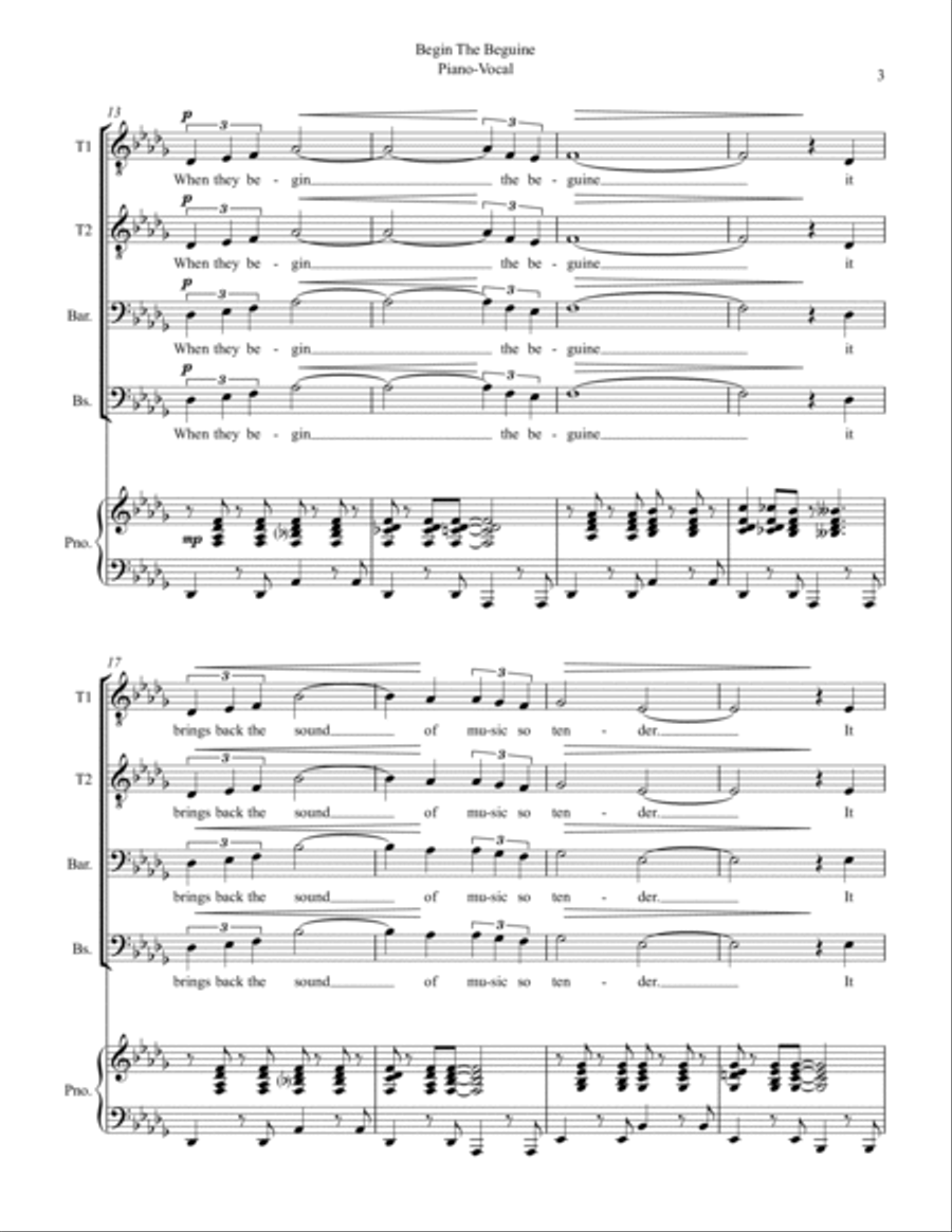 Begin The Beguine TTBB scores gallery preview page 3