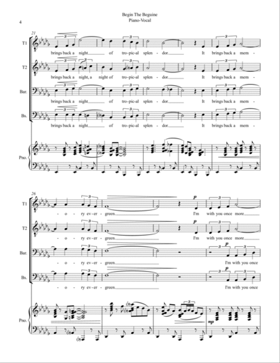 Begin The Beguine TTBB scores gallery preview page 4