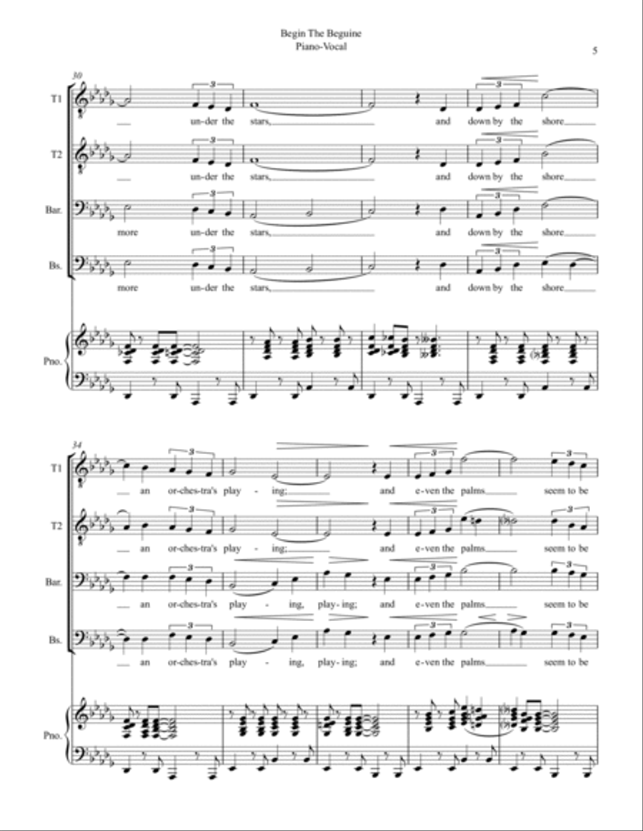 Begin The Beguine TTBB scores gallery preview page 5