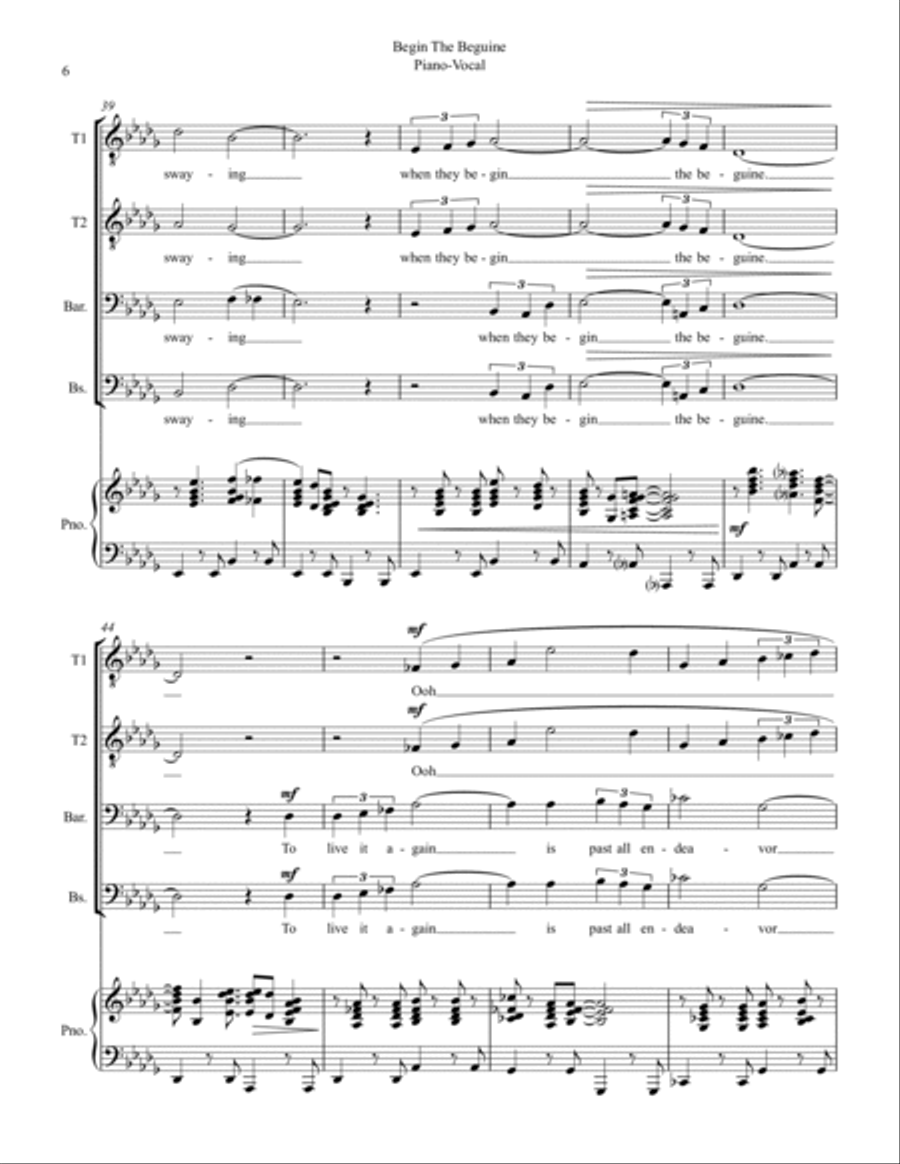 Begin The Beguine TTBB scores gallery preview page 6