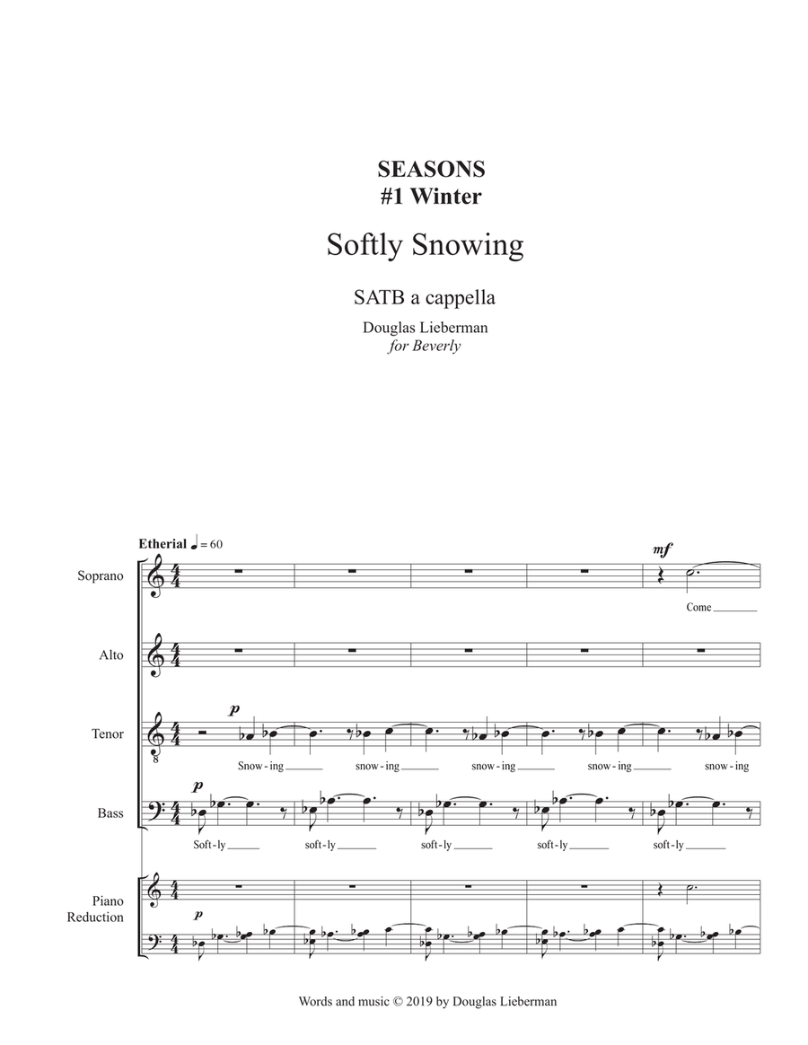 Seasons: A Love Story. A song cycle for SATB a cappella chorus by Douglas Lieberman. 4-Part scores gallery preview page 3