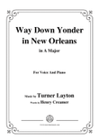 Turner Layton-Way Down Yonder in New Orleans,in A Major,for Voice&Pno