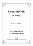 Mary Earl-Beautiful Ohio,in G flat Major,for Voice and Piano