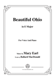 Mary Earl-Beautiful Ohio,in E Major,for Voice and Piano