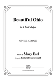 Mary Earl-Beautiful Ohio,in A flat Major,for Voice and Piano