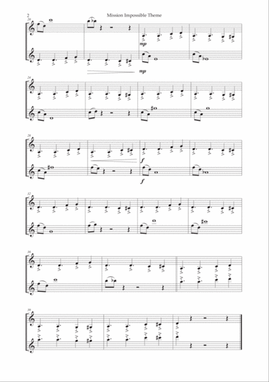 Mission: Impossible Theme from the Paramount Television Series MISSION: IMPOSSIBLE Clarinet Duet scores gallery preview page 3