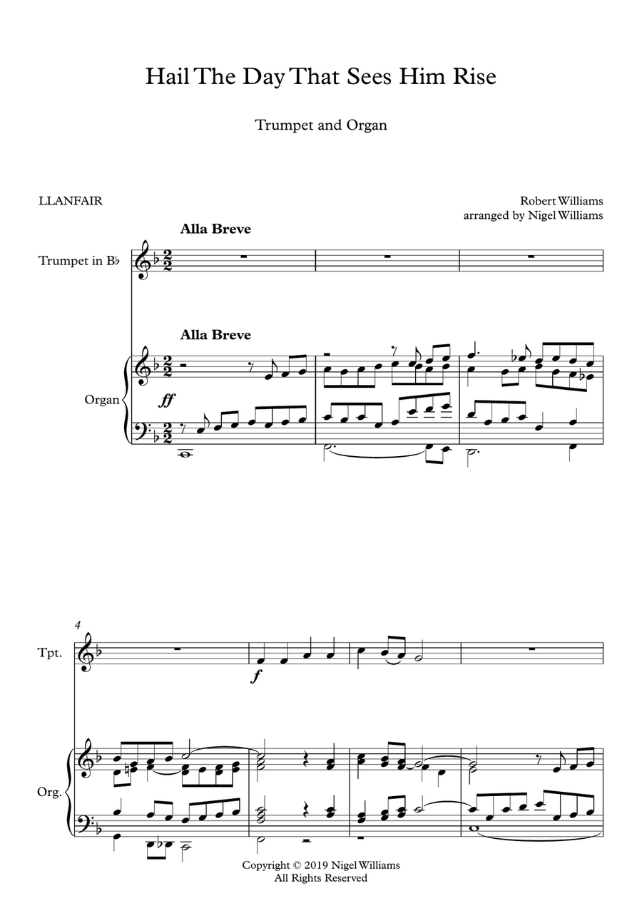 Hail The Day That Sees Him Rise, for Trumpet and Organ Trumpet Solo scores gallery preview page 2