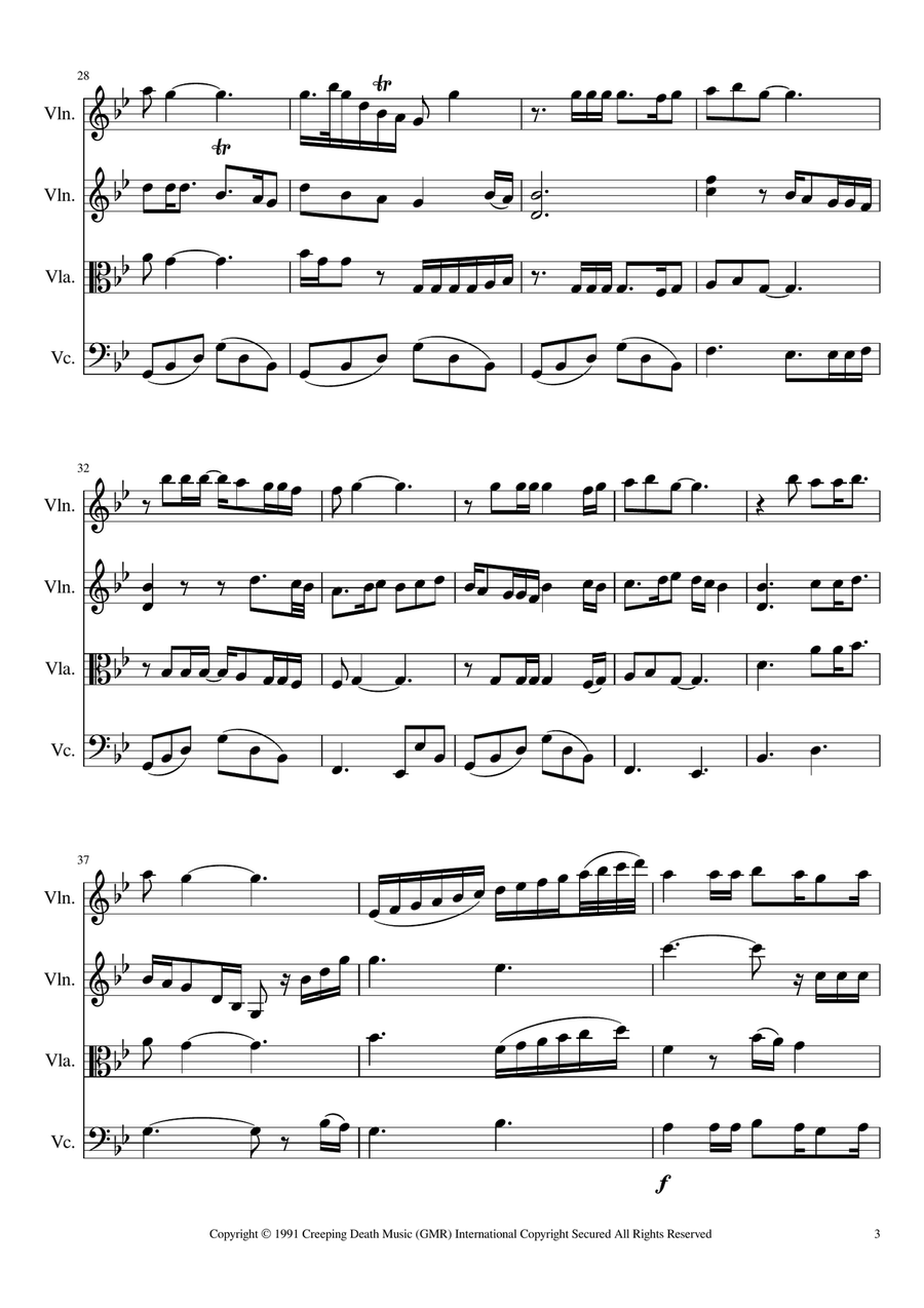 Nothing Else Matters String Quartet scores gallery preview page 3