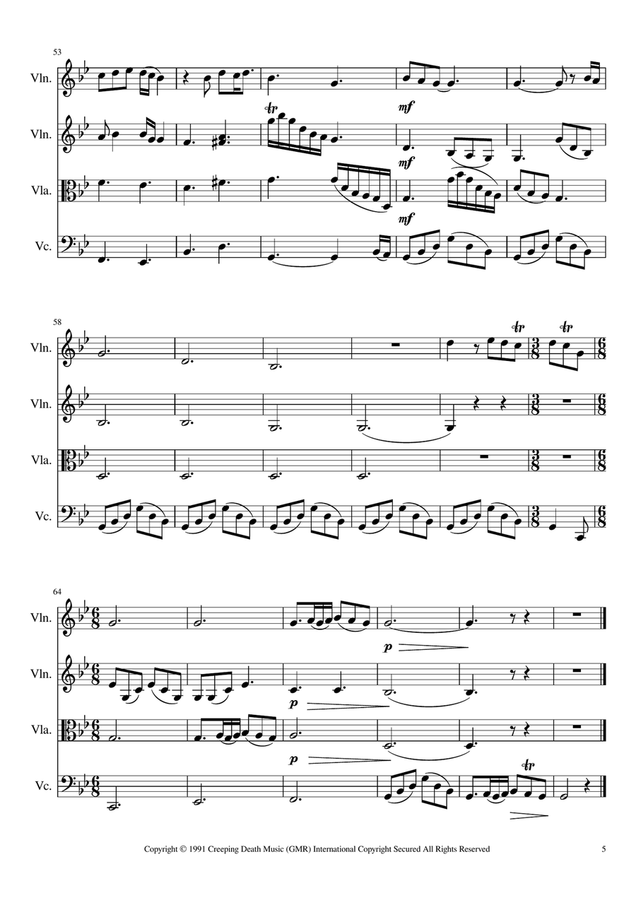 Nothing Else Matters String Quartet scores gallery preview page 5