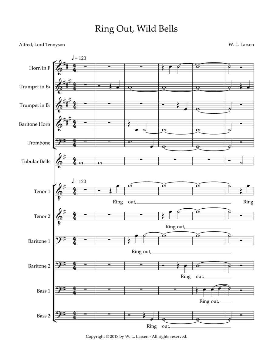 W L Larsen - Ring Out, Wild Bells TTBB scores gallery preview page 3